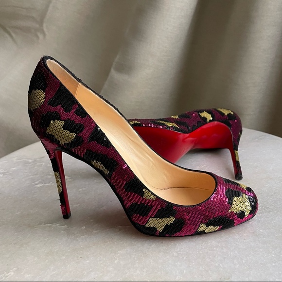 Authentic Christian Louboutin multicoloured leopard sequin Fifi pump (size 40) - Picture 6 of 11